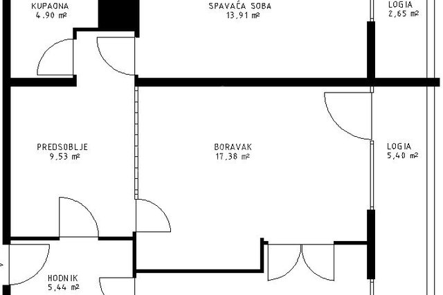 Srednjaci, stan, 64.88m2, 2 sobe, 2 lođe